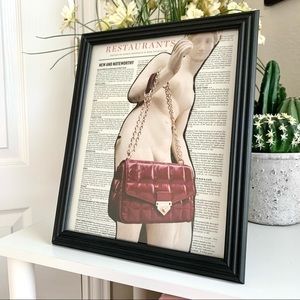 Michael Kors Vintage Statue Collage Wall Art Red Handbag Fashion Print Decor